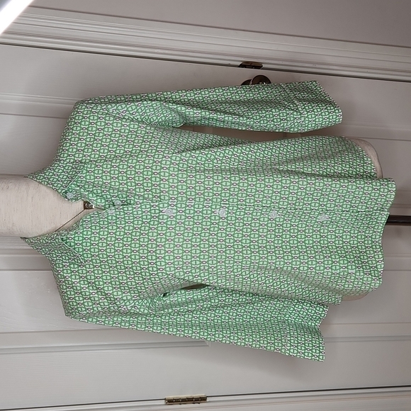 𝅺talbots Pink Green Wrinkle Free Shirt Size 4 - Picture 1 of 13